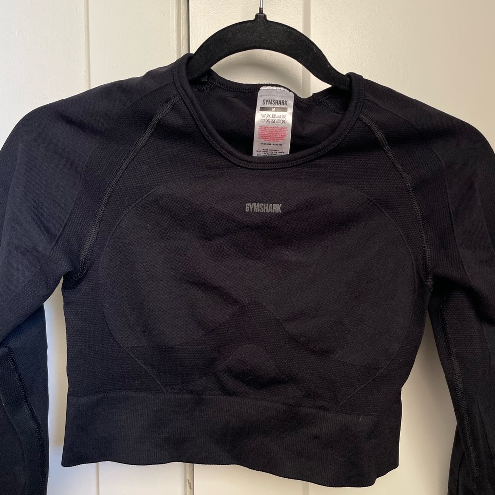 Gymshark Flex Cropped Long Sleeve Top- Black Size Medium